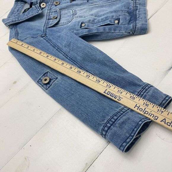 Highway Jeans Denim Jacket Blue Cropped Roll Tab Sleeve Women's Medium Western - Picture 10 of 11